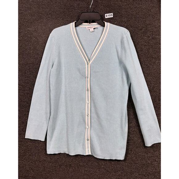 Pendleton Knit Cardigan Sweater Womens Sz 1X Sky Blue Button Front Long Sleeve - Picture 1 of 8
